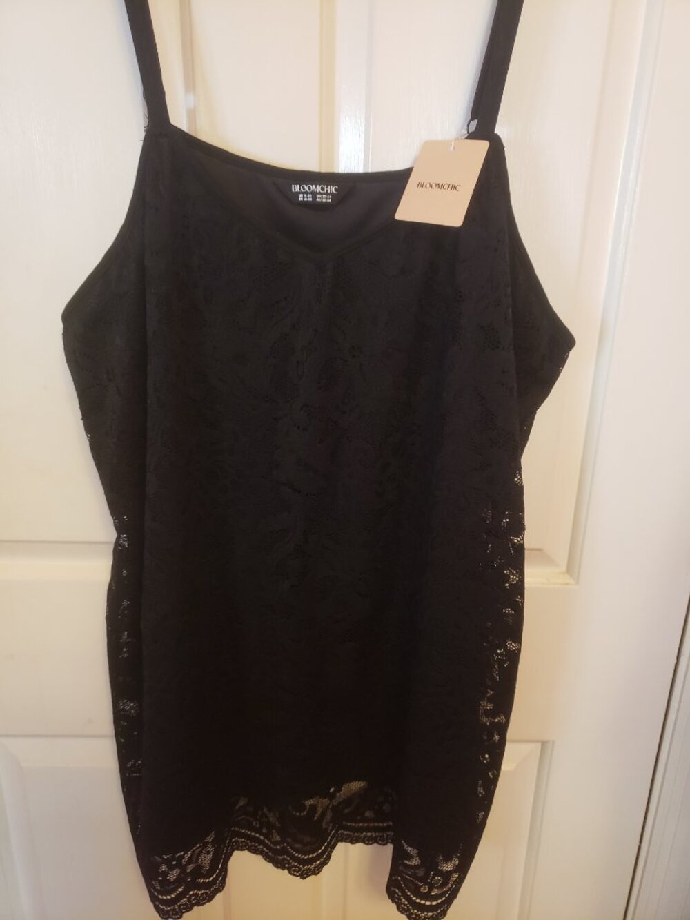 Lace Lined Black 2X Tank Top.